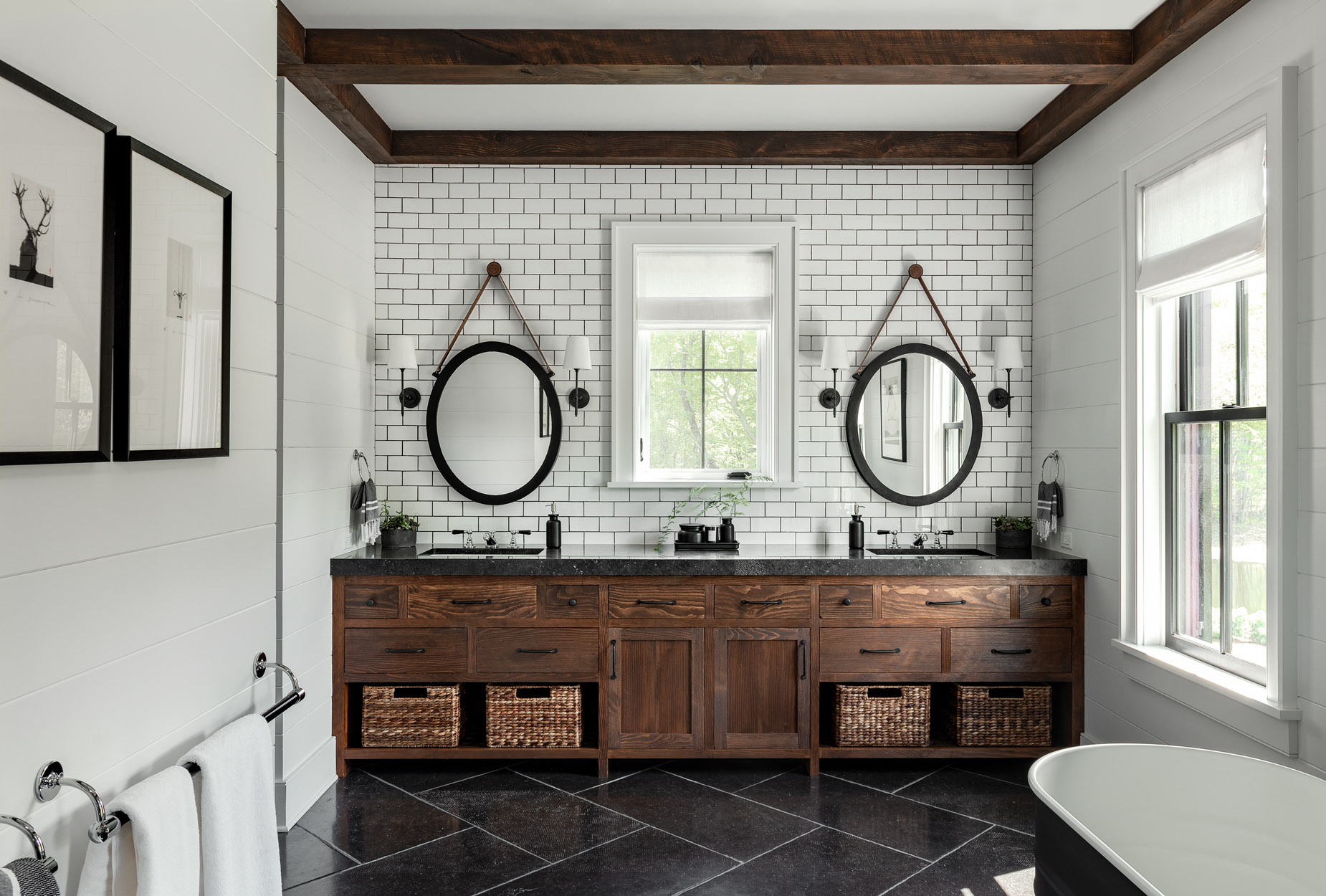 Different Tile Under A Standing Bathroom Vanity