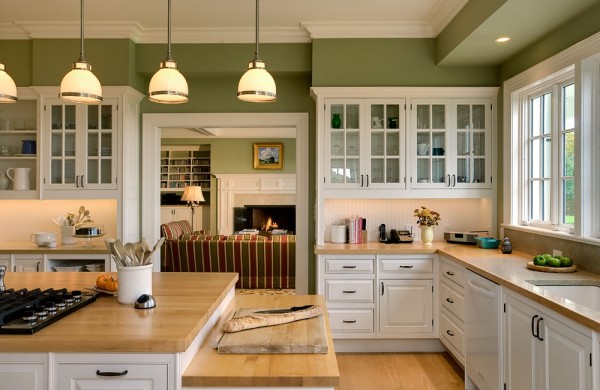 White Cabinets-Green Walls