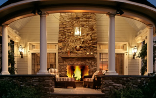 Curved Porch With Fireplace