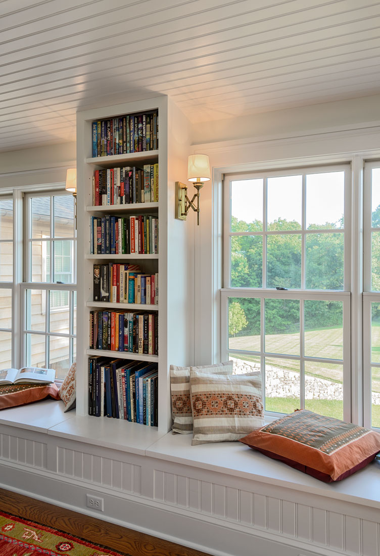 Bookcase with Long Window Seat
