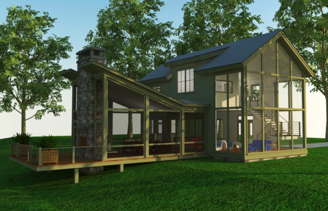 Modern Guest House With Screened Porch