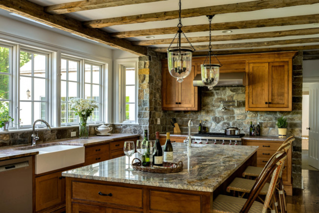 Stone and Natural Wood Kitchen