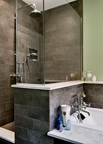 Grey Integrated Shower and Tub