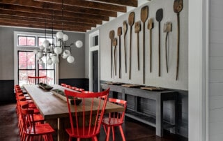 Dining Room with Red Chairs