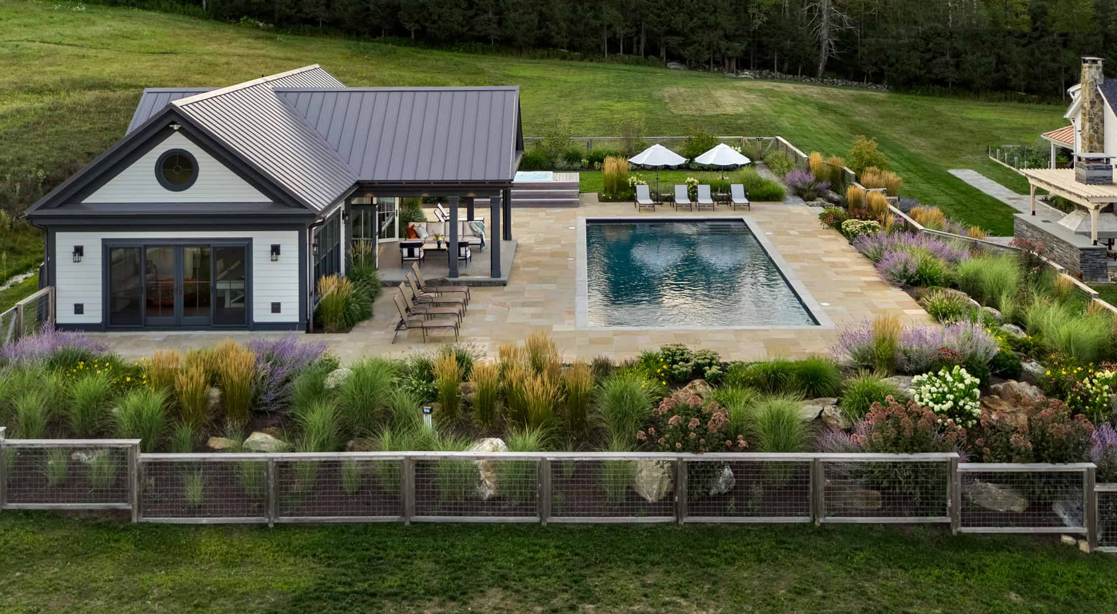 Pool House Garden by Greylock Design Associates