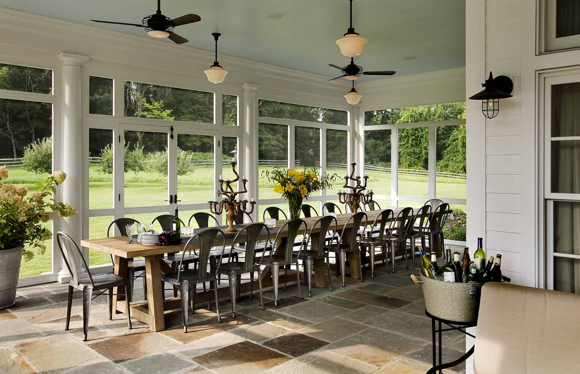 Screened Porch with Large Dining Table