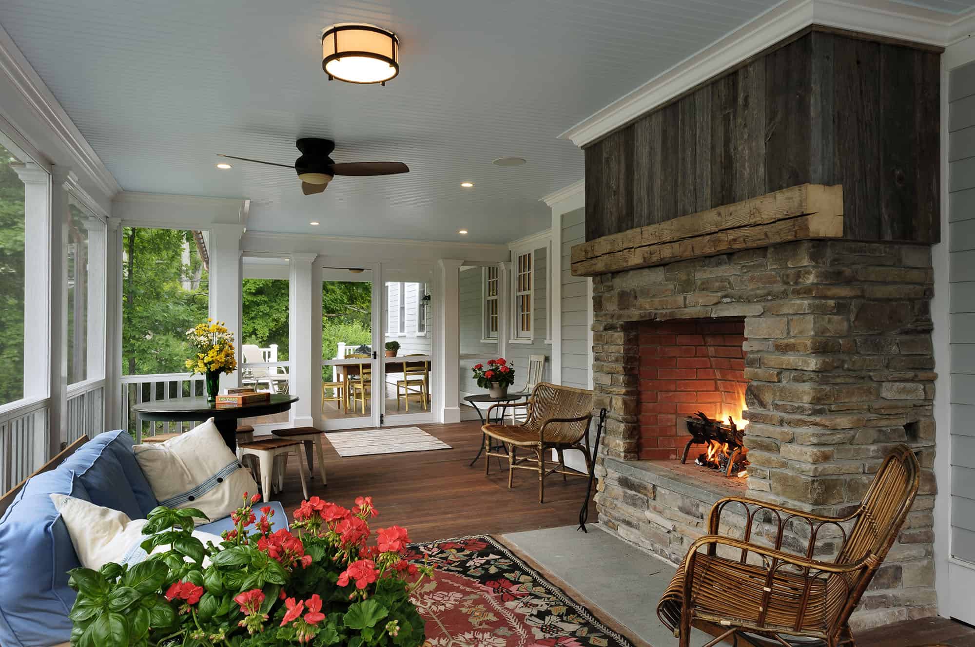 Outdoor Fireplace On Screened Porch