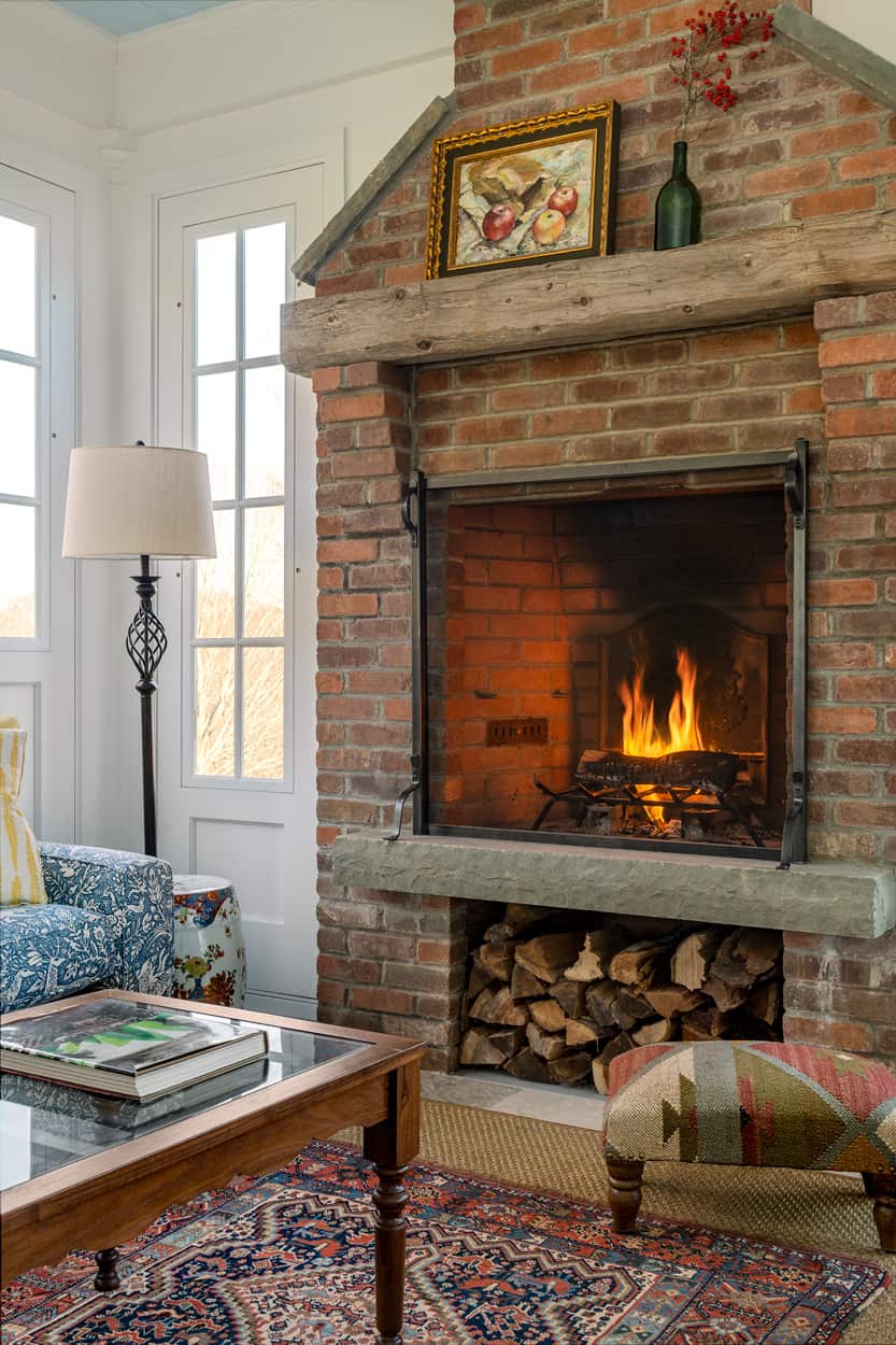 Outdoor Fireplace In 3 Season Room