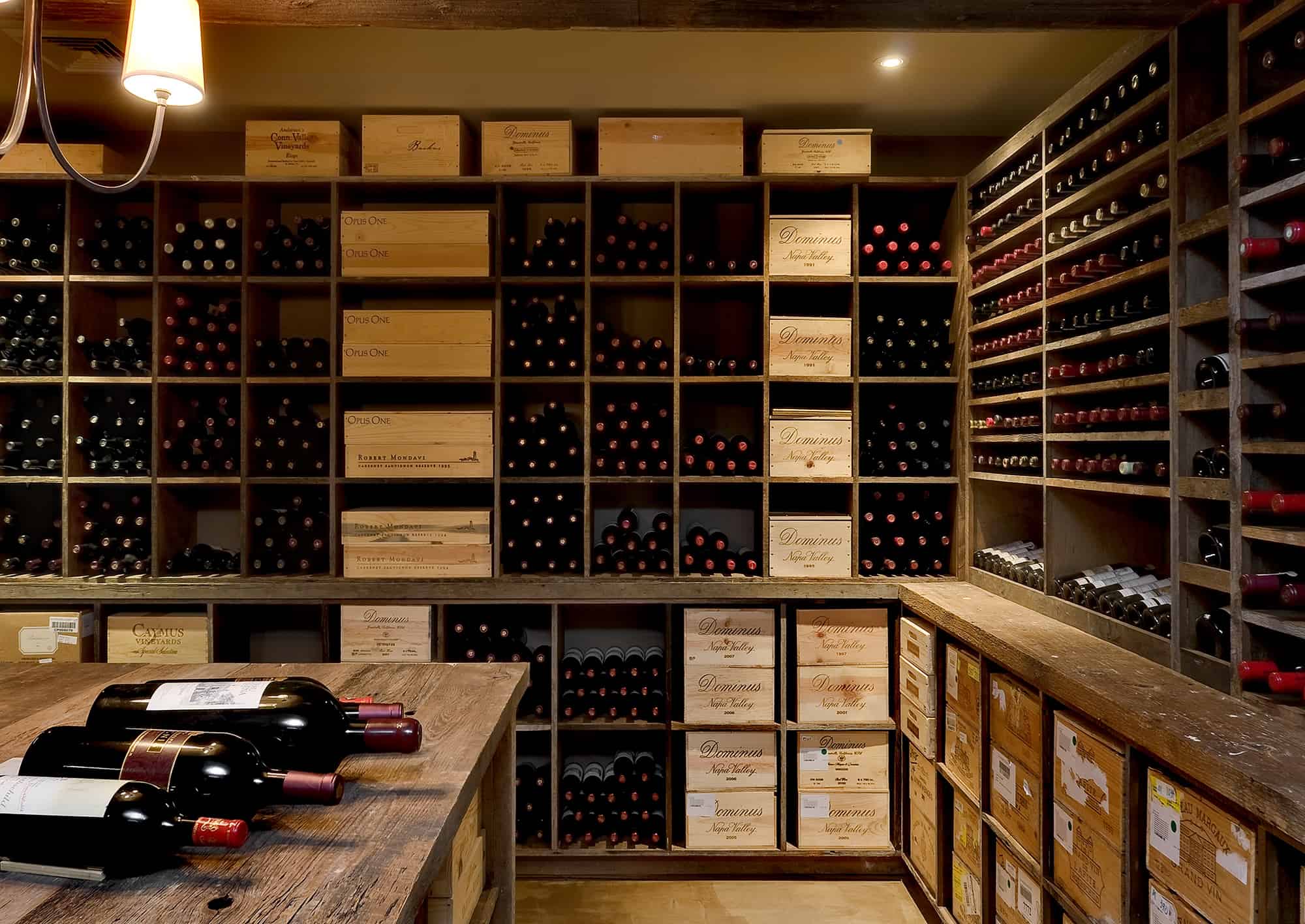 Wine Cellar Organized by Bottles and Cases